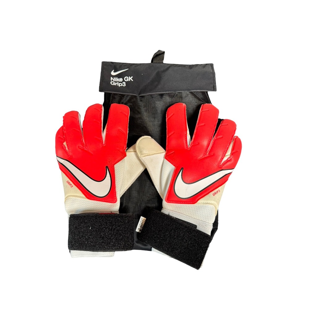 Nike GK Grip3 Goalkeeper Gloves Red White Soccer Goalie CN5651-636 With‎ Bag